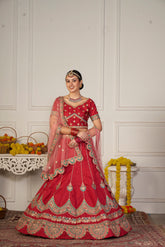 Maroon Taffeta Silk Embroidery Lehenga Choli